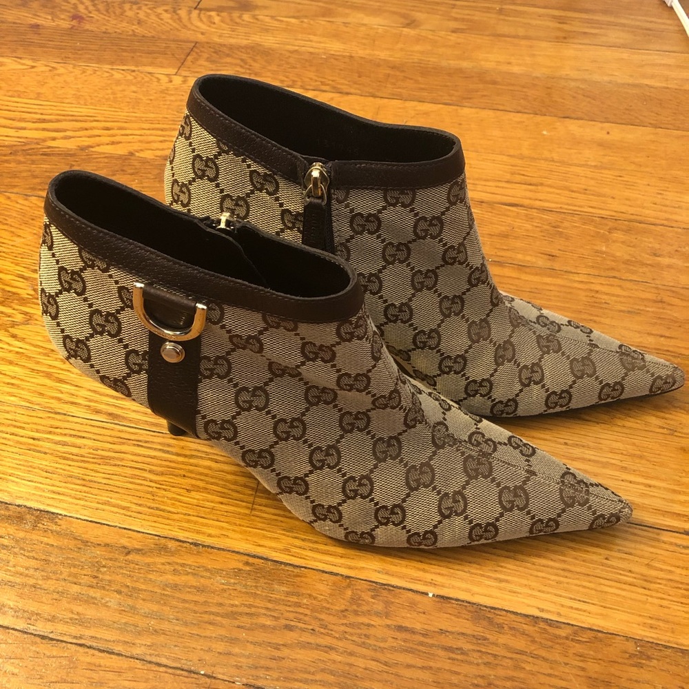 Gucci Monogram D Ring Ankle Booties